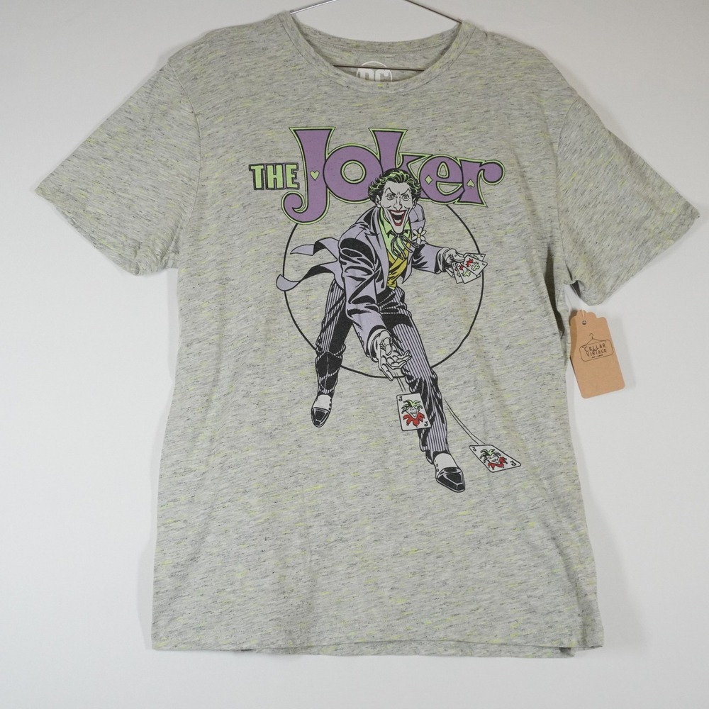 DC Comics The Joker Grey Space Dye Graphic T-Shirt Large Batman Villian Geek